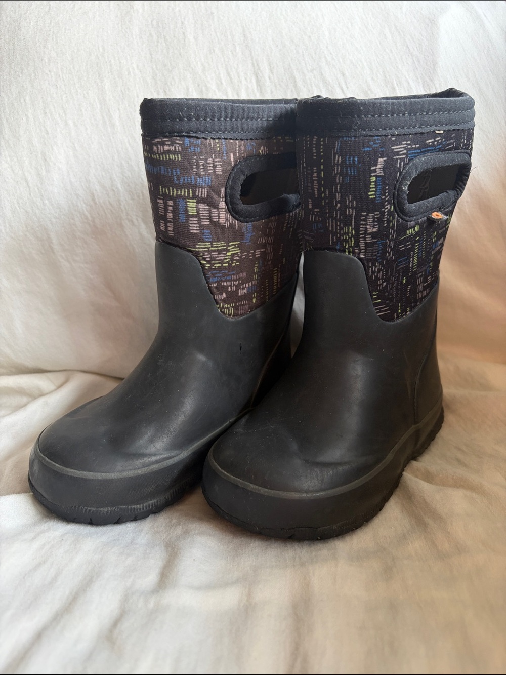 Bogs Black Kids Rain & Snow Boots with Patterned Upper